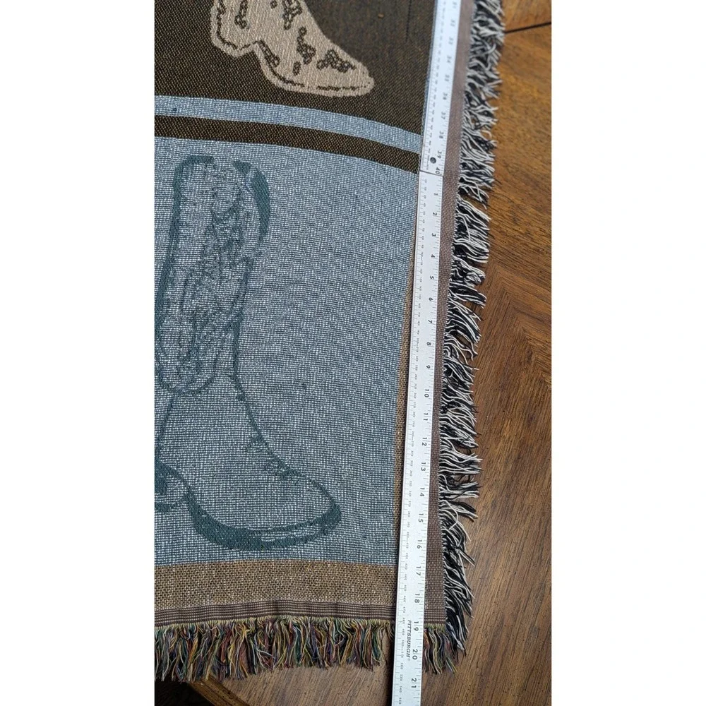 Stetson Woven Tapestry Throw Blanket Cowboy Boots 48X59 Inches